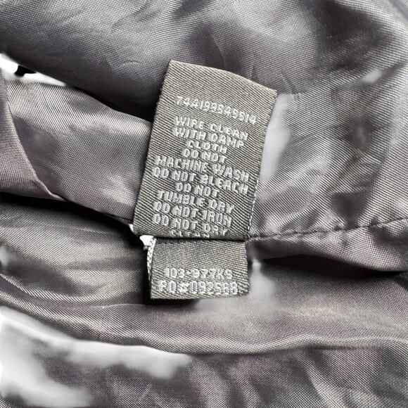 J2 Gray Faux Leather Women’s Jacket Cotton Hood Zipper Pockets Size Large Punk - Picture 6 of 9